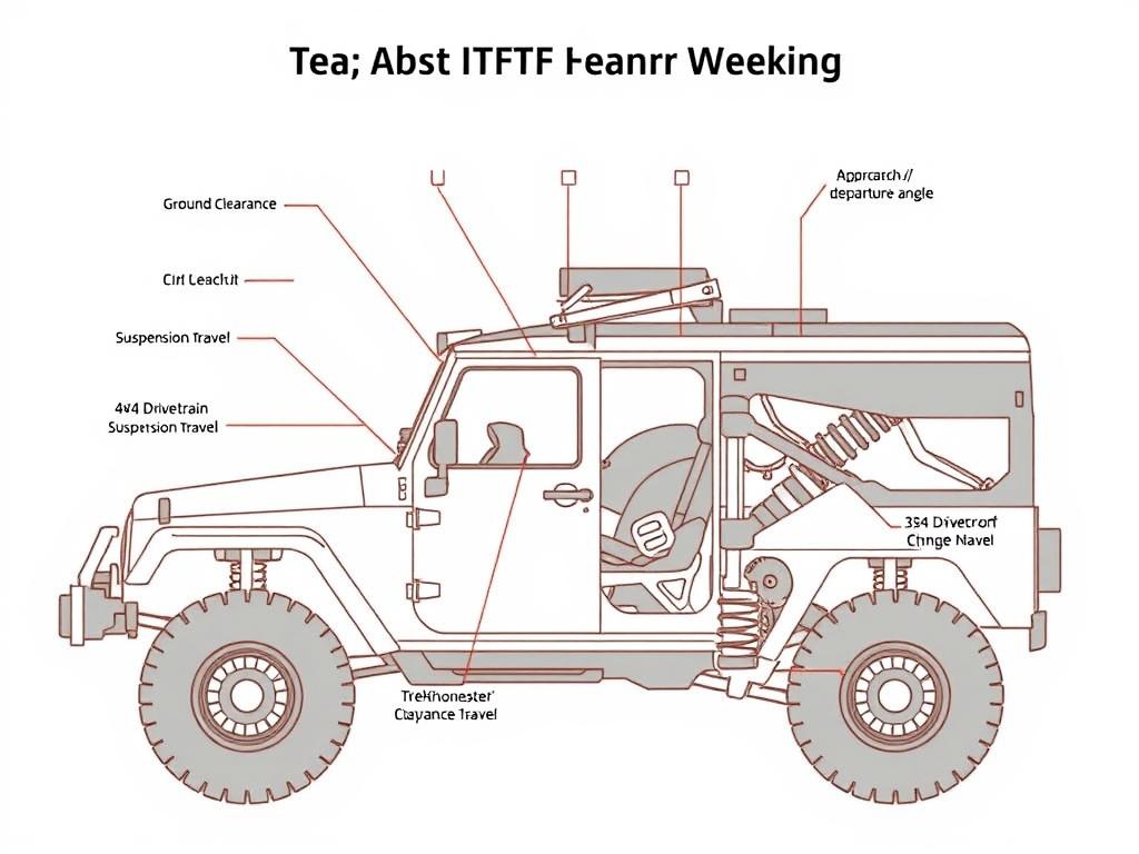 Diagram showing key features of off-road cars for trekking in India