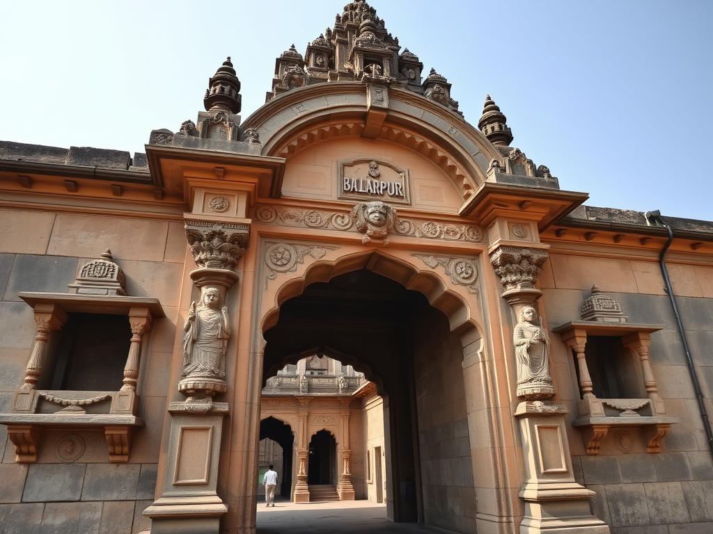 Entrance gateway of Ballarpur Fort in Maharashtra showing Maratha architectural influence Entrance gateway of Ballarpur Fort in Maharashtra showing Maratha architectural influence