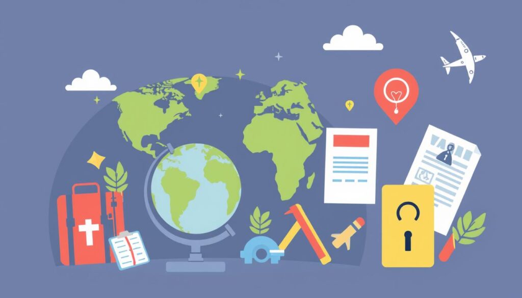 Generate an image representing international travel insurance