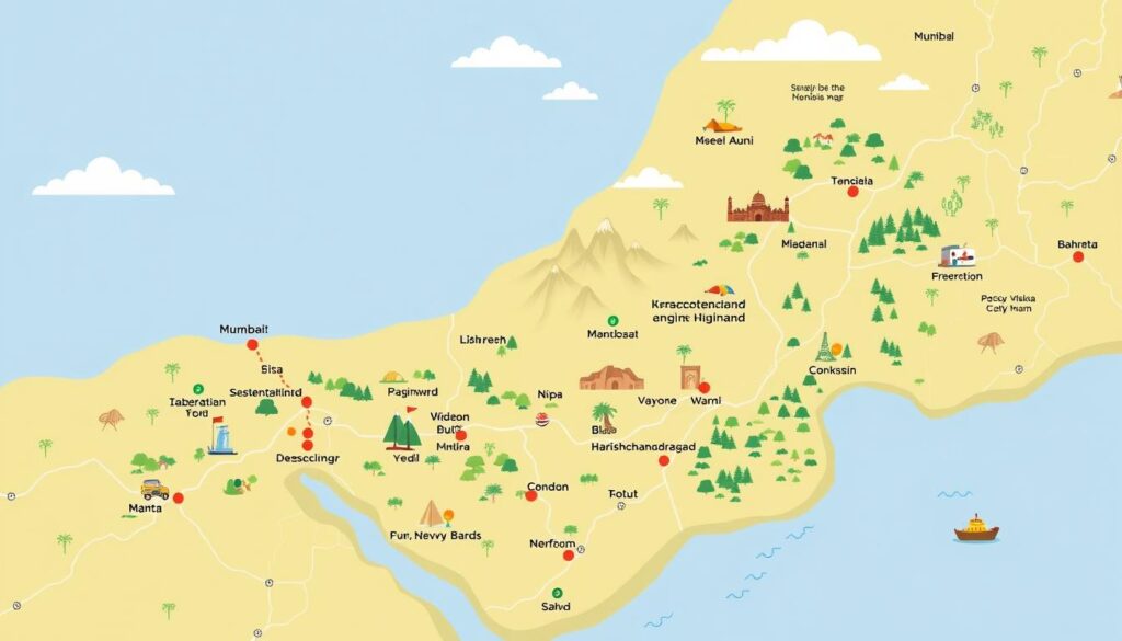 Image of a map showing the route to Harishchandragad from Mumbai
