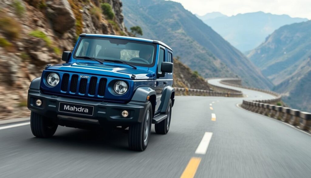 Mahindra Scorpio N 4x4 SUV on a mountain road Mahindra Scorpio N 4x4 SUV on a mountain road