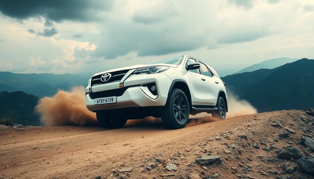 Toyota Fortuner on a challenging trail in Maharashtra