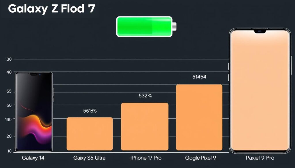 Battery life comparison chart between Galaxy Z Fold 7 and other flagship phones Battery life comparison chart between Galaxy Z Fold 7 and other flagship phones