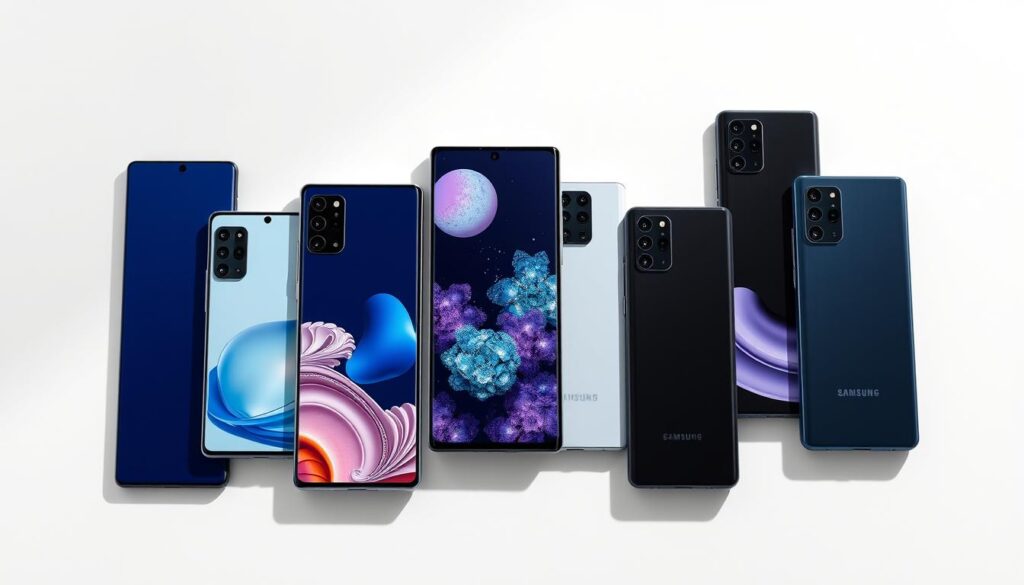 Collection of Samsung Galaxy smartphones from 2025 lineup showing diverse options Collection of Samsung Galaxy smartphones from 2025 lineup showing diverse options