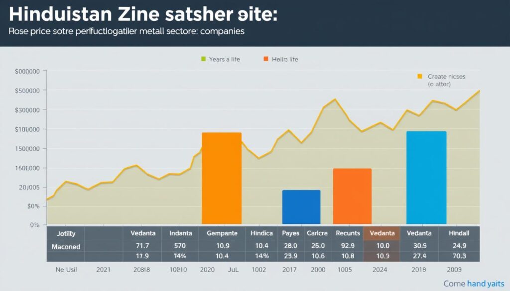 Comparison chart showing Hindustan Zinc share price performance against key competitors like Vedanta
