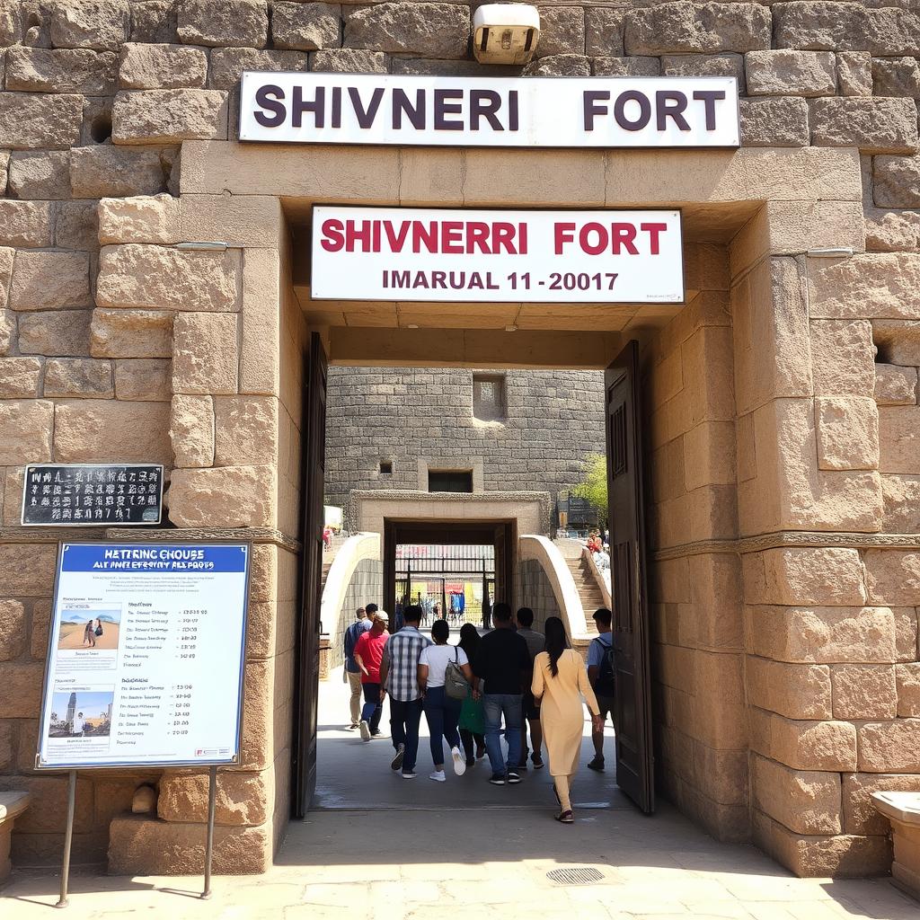 Entry gate of Shivneri Fort with timing information Entry gate of Shivneri Fort with timing information