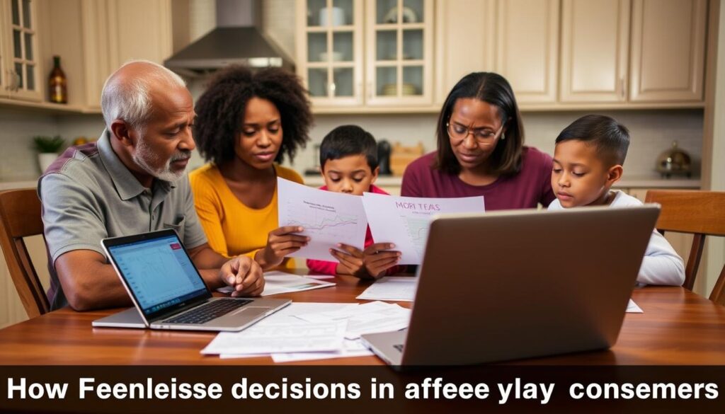 Family reviewing mortgage documents affected by Federal Reserve interest rates Family reviewing mortgage documents affected by Federal Reserve interest rates