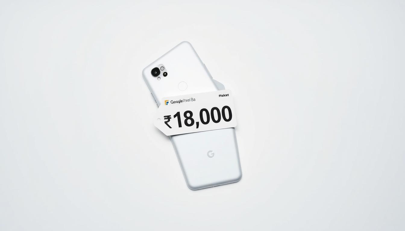 Google Pixel 8a with Flipkart price drop banner showing ₹18,000 discount