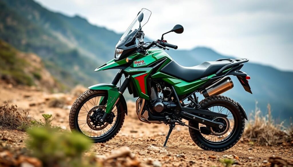 Hero XPulse 421 adventure motorcycle on a rugged off-road trail Hero XPulse 421 adventure motorcycle on a rugged off-road trail