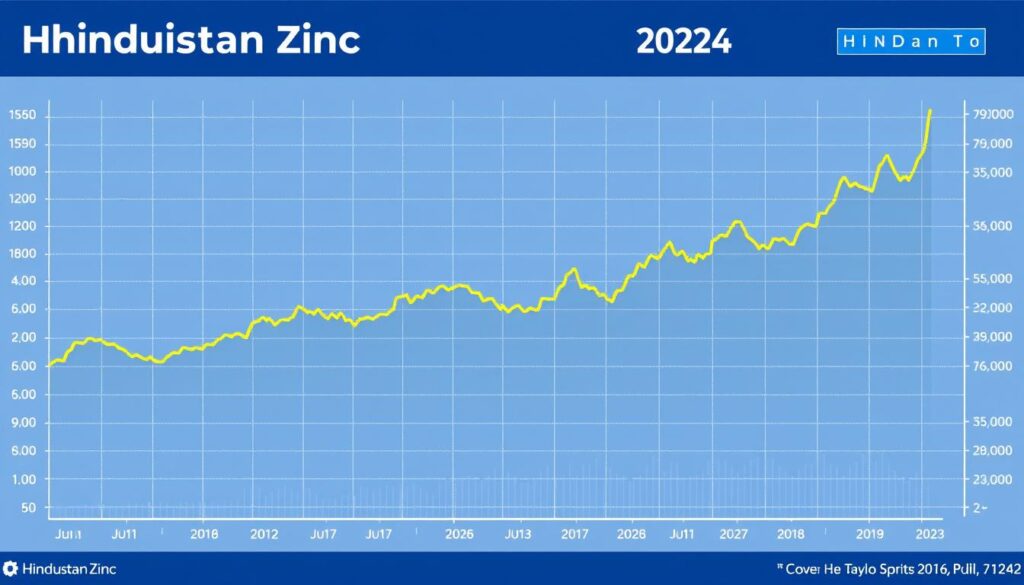 Hindustan Zinc share price historical chart from 2019 to 2024 showing long-term price trends