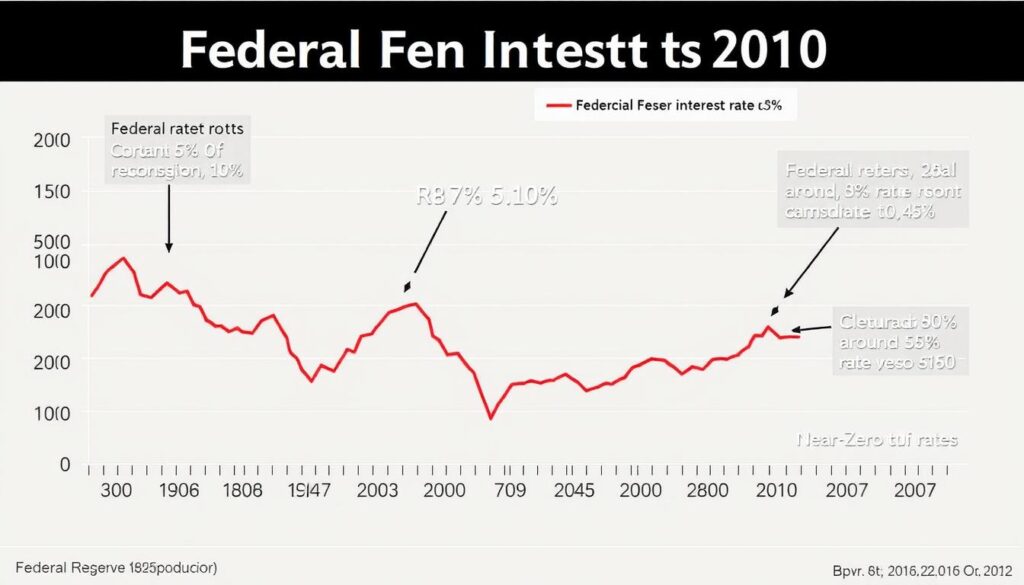 Historical chart showing Federal Reserve interest rates during the 2008 financial crisis Historical chart showing Federal Reserve interest rates during the 2008 financial crisis