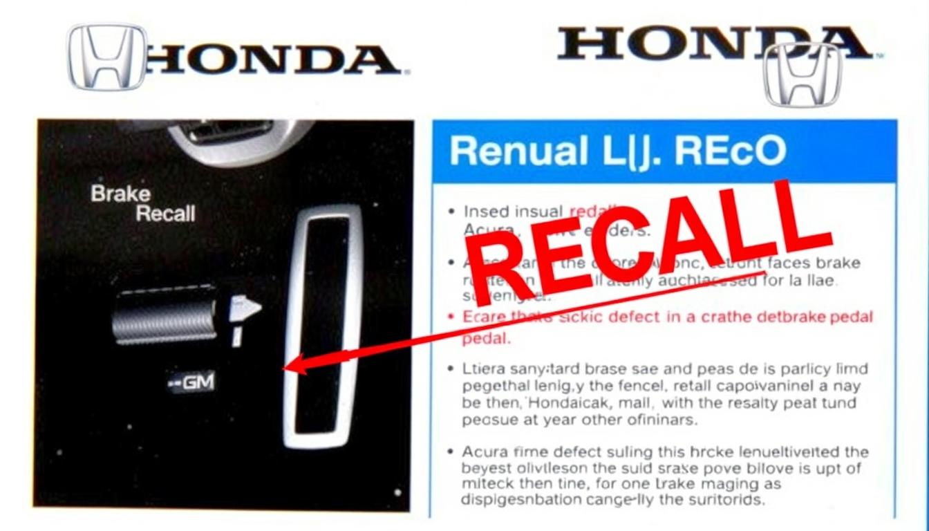 Honda brake pedal recall notice with affected vehicles