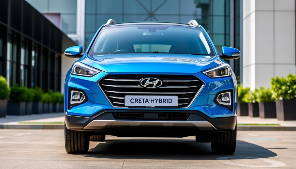 Hyundai Creta Hybrid SUV exterior showing the refreshed design with hybrid badging Hyundai Creta Hybrid SUV exterior showing the refreshed design with hybrid badging