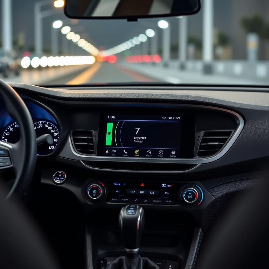 Hyundai Creta Hybrid interior dashboard showing infotainment system and hybrid-specific displays Hyundai Creta Hybrid interior dashboard showing infotainment system and hybrid-specific displays