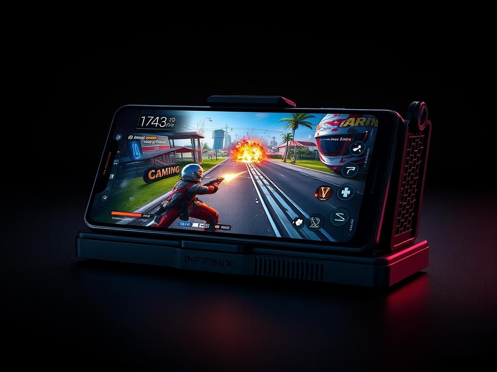 Infinix GT 30 Pro smartphone showing a gaming scene on its 144Hz display, a top mobile phone under 25000 in 2025
