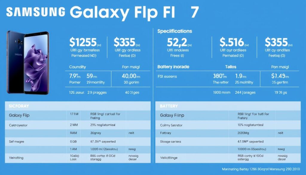 Infographic showing Samsung Galaxy Flip 7 specifications and performance metrics compared to previous models Infographic showing Samsung Galaxy Flip 7 specifications and performance metrics compared to previous models