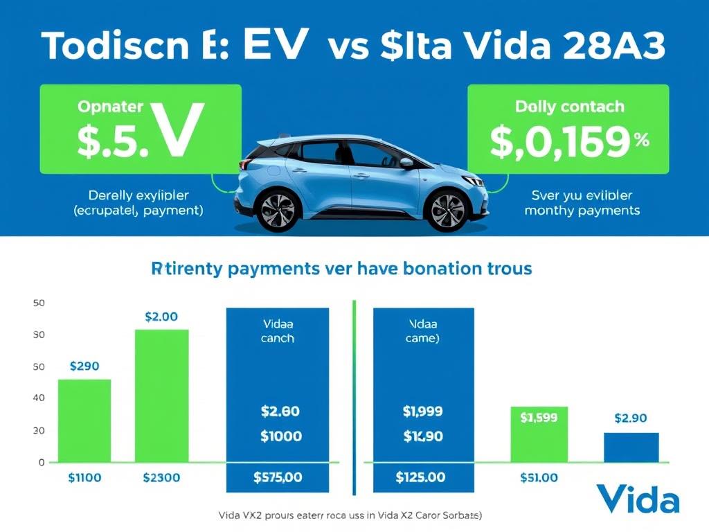 Infographic showing cost comparison between traditional EV ownership and Vida VX2 BaaS subscription model Infographic showing cost comparison between traditional EV ownership and Vida VX2 BaaS subscription model
