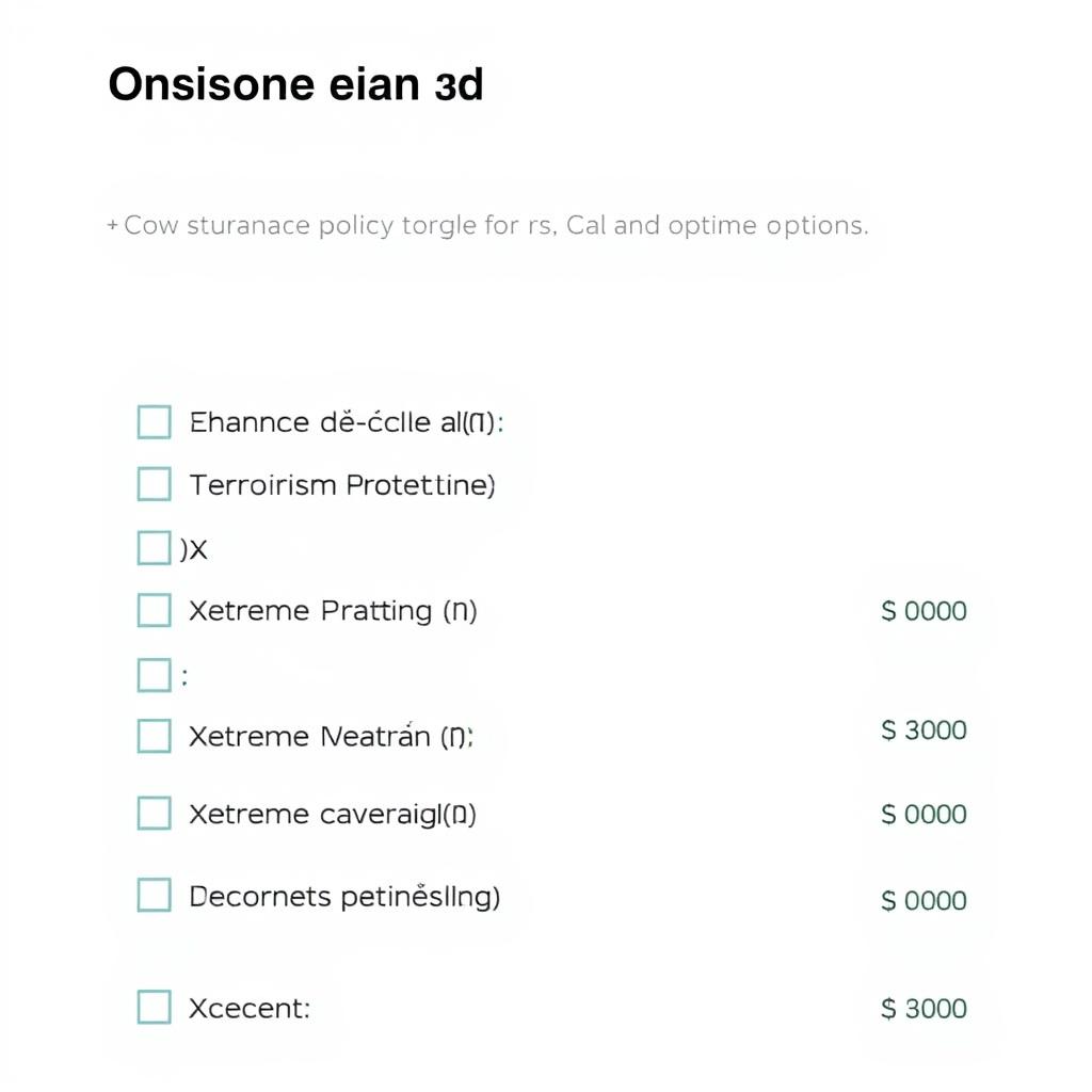 Insurance policy add-ons menu showing optional coverage benefits Insurance policy add-ons menu showing optional coverage benefits
