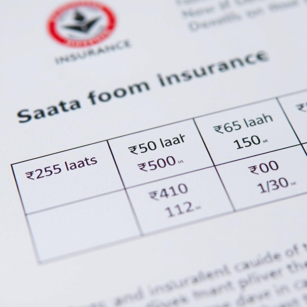Insurance policy document showing different coverage amount options Insurance policy document showing different coverage amount options