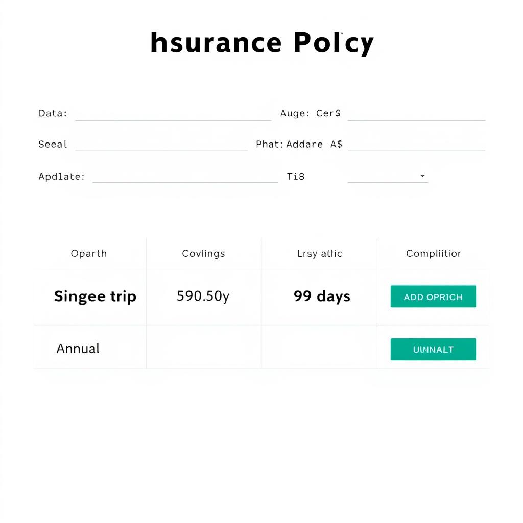Insurance policy showing different duration options Insurance policy showing different duration options