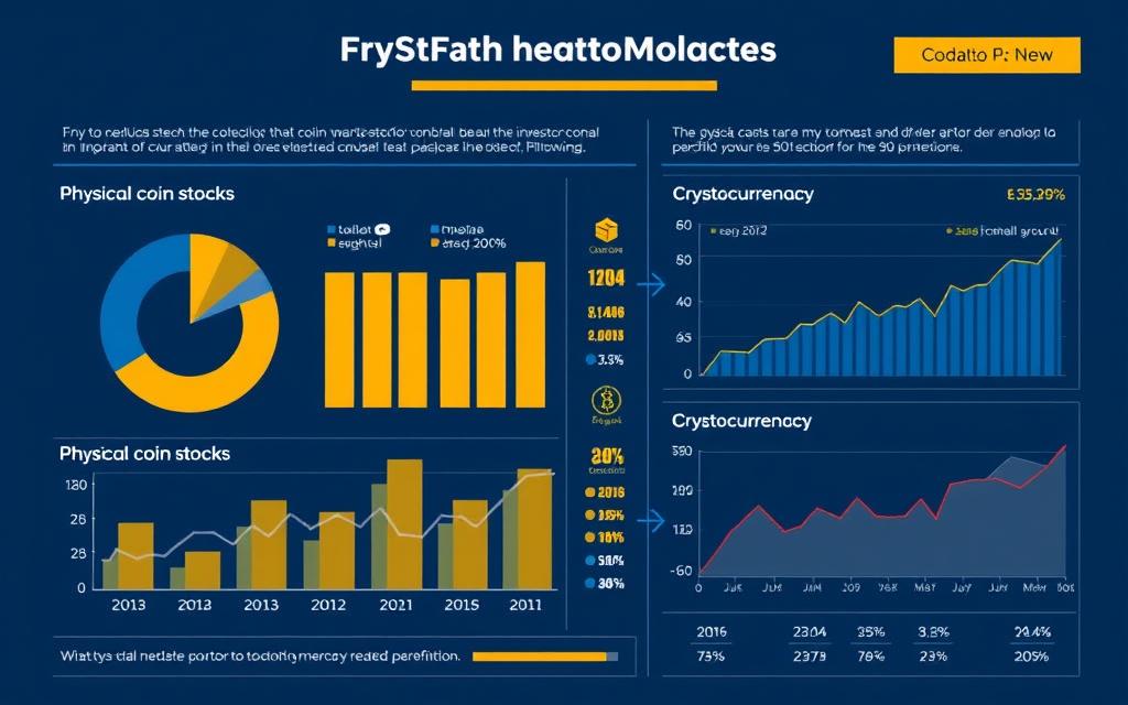 Investment portfolio showing allocation between physical and crypto coin stocks