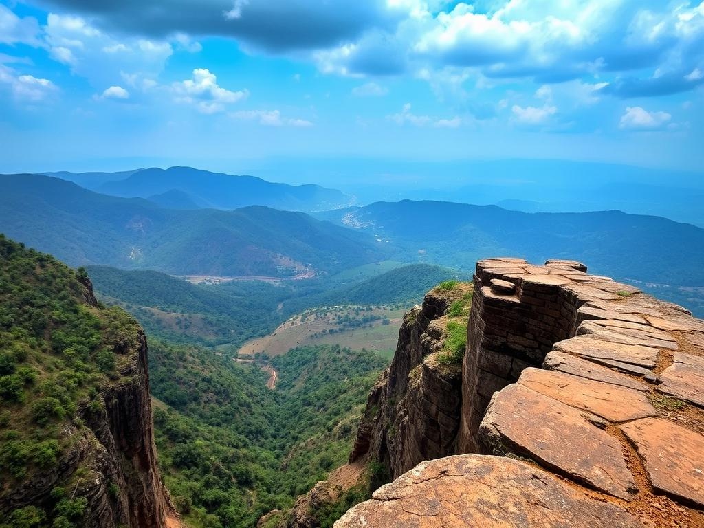Kadelot Point cliff edge at Shivneri Fort Kadelot Point cliff edge at Shivneri Fort