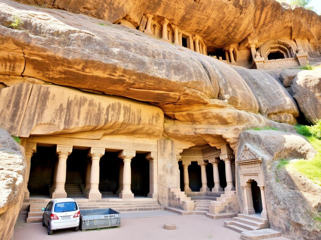 Lenyadri Caves with ancient Buddhist architecture Lenyadri Caves with ancient Buddhist architecture