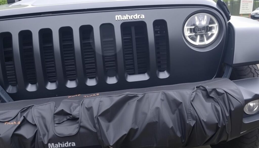 Mahindra Thar 3-Door Facelift front design showing new grille and headlight design Mahindra Thar 3-Door Facelift front design showing new grille and headlight design