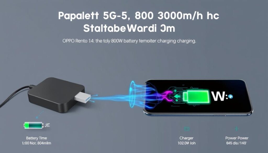 OPPO Reno 14 5G 6000mAh battery with 80W fast charging technology visualization