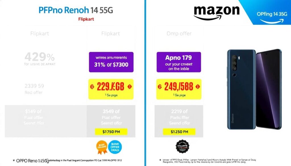 OPPO Reno 14 5G discount comparison between Flipkart and Amazon offers