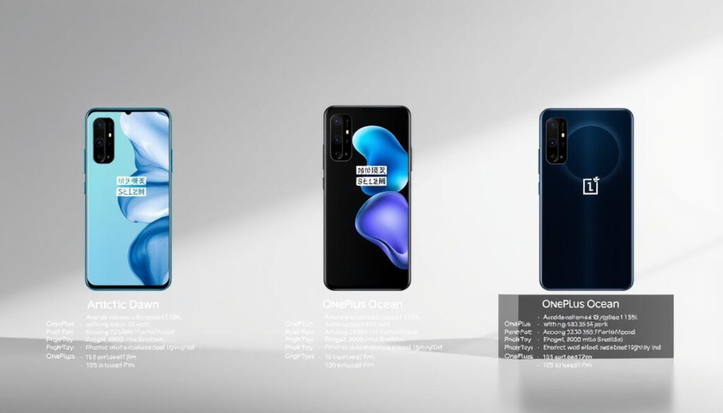 OnePlus 13 features and specifications overview showing all three color variants OnePlus 13 features and specifications overview showing all three color variants
