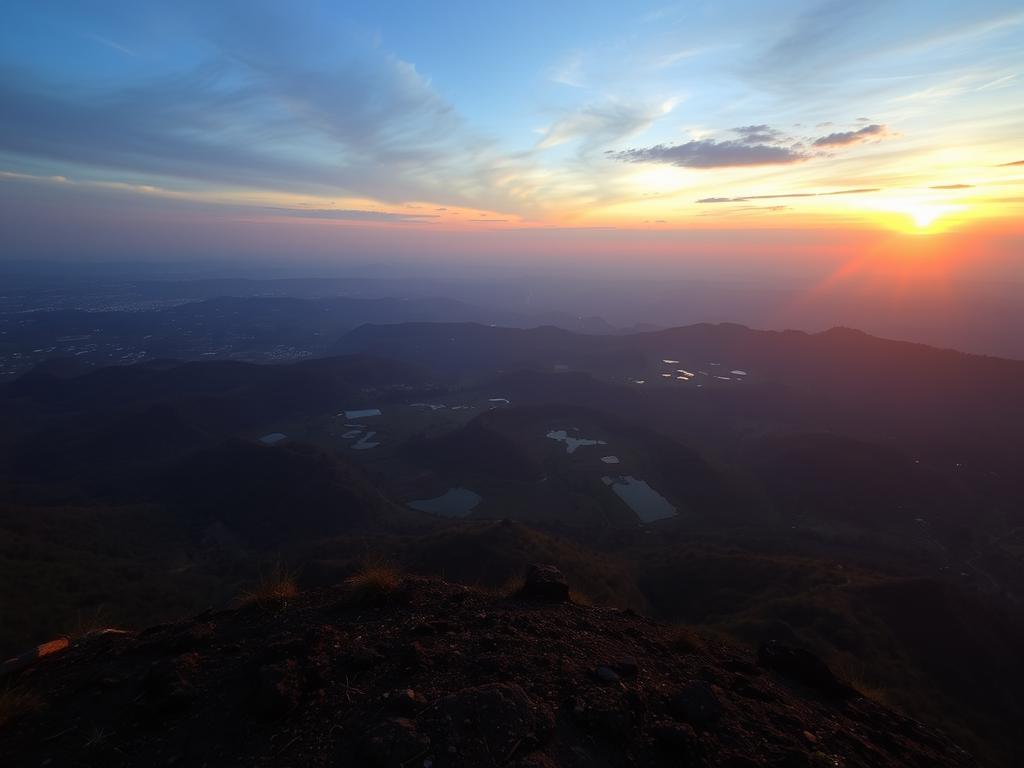 Panoramic sunset view from Korigad Fort overlooking Aamby Valley Panoramic sunset view from Korigad Fort overlooking Aamby Valley
