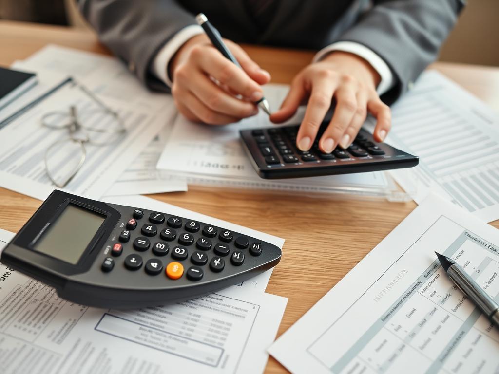 Person calculating dividend tax implications with calculator and tax forms Person calculating dividend tax implications with calculator and tax forms