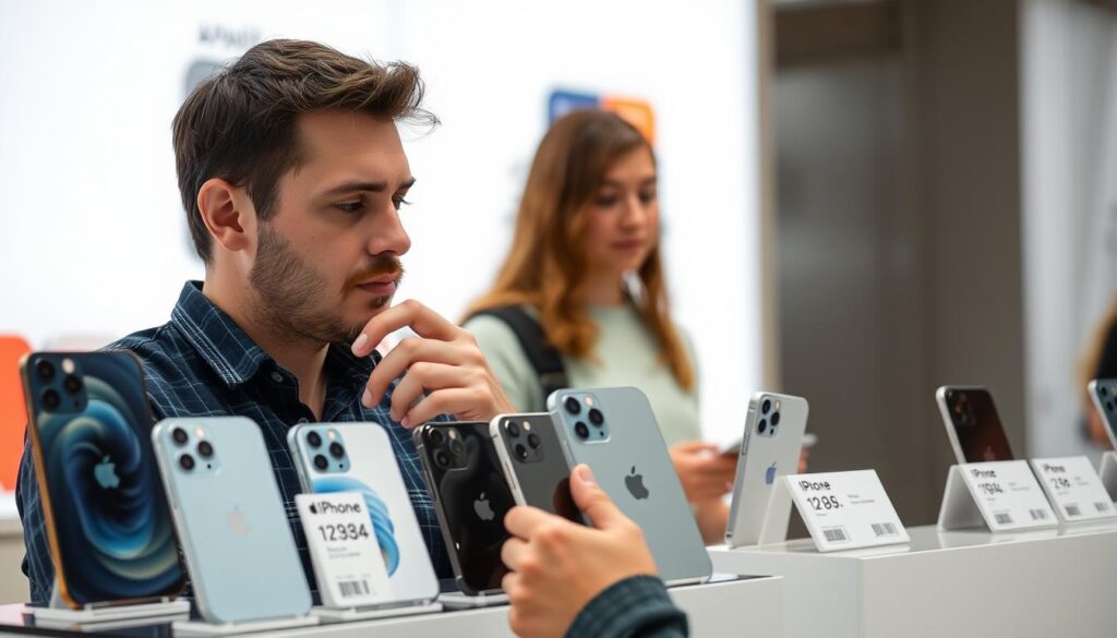 Person considering iPhone 17 Pro Max purchase decision
