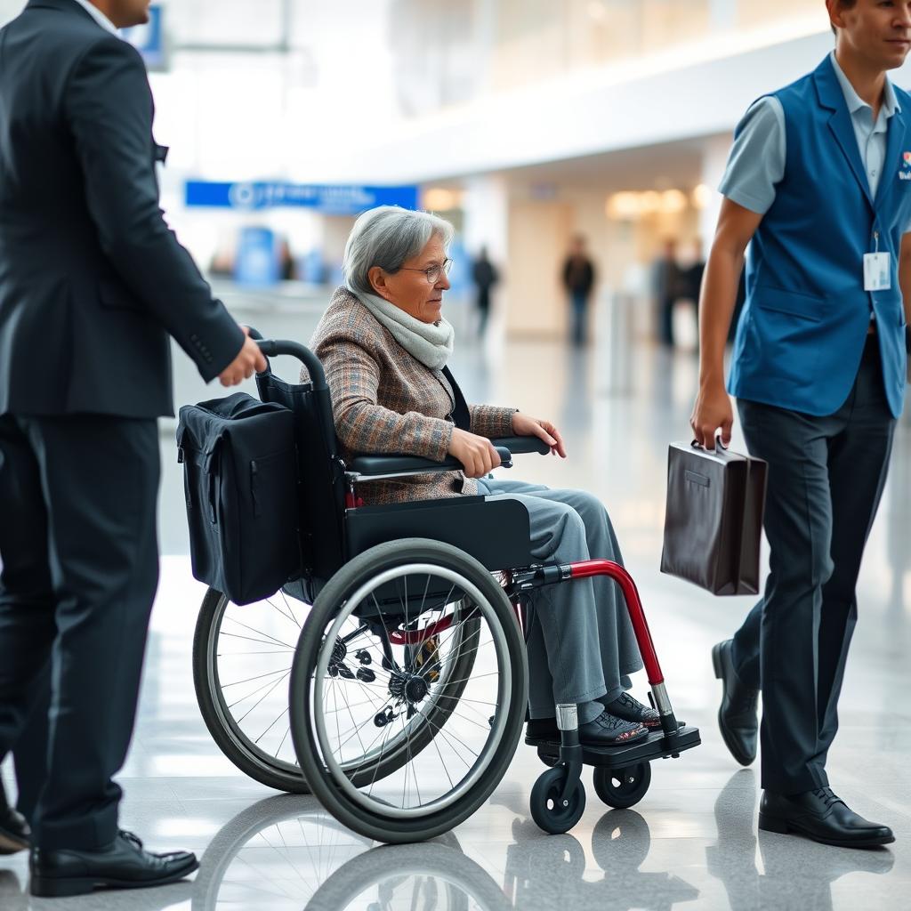 Person in wheelchair at airport, illustrating disability coverage in flight accident insurance Person in wheelchair at airport, illustrating disability coverage in flight accident insurance