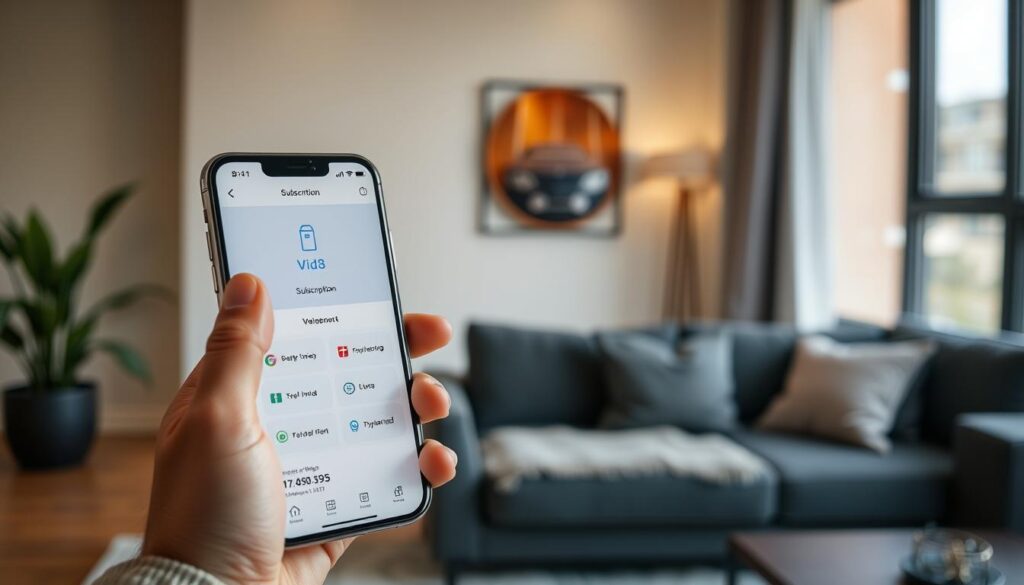Person using the Vida mobile app to manage their VX2 BaaS subscription and charging status Person using the Vida mobile app to manage their VX2 BaaS subscription and charging status
