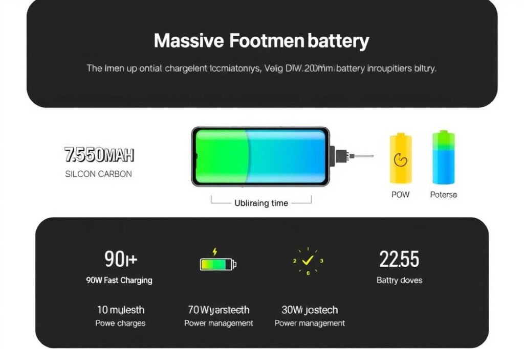 Poco F7 battery technology showing 7,550mAh capacity and 90W fast charging Poco F7 battery technology showing 7,550mAh capacity and 90W fast charging