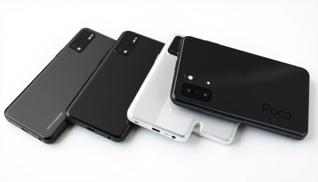 Poco F7 final product shot showing all color variants Poco F7 final product shot showing all color variants