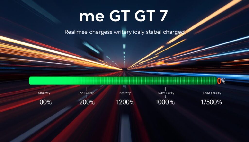 Realme GT 7 battery charging demonstration showing 120W fast charging capability