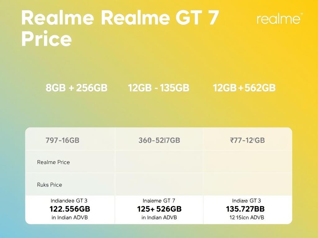 Realme GT 7 price comparison showing all three variants with their respective prices in India