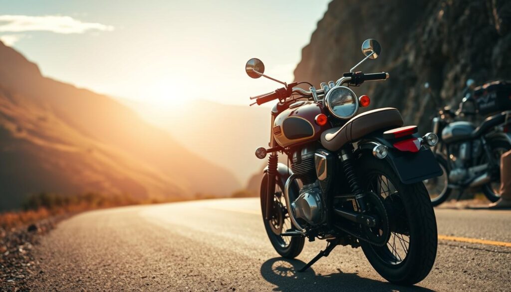 Royal Enfield Bullet 350 on a scenic road showcasing the riding experience Royal Enfield Bullet 350 on a scenic road showcasing the riding experience