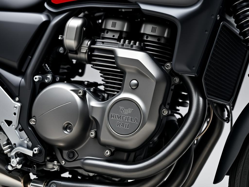 Royal Enfield Himalayan Raid 450cc engine closeup Royal Enfield Himalayan Raid 450cc engine closeup