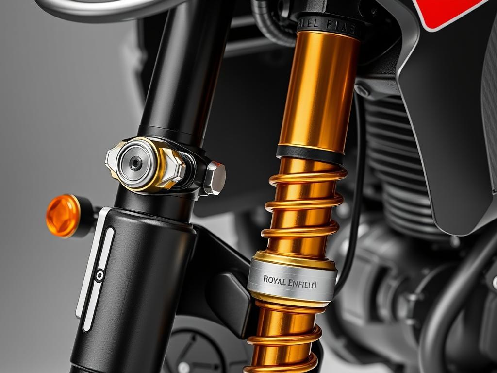 Royal Enfield Himalayan Raid 450cc suspension closeup Royal Enfield Himalayan Raid 450cc suspension closeup