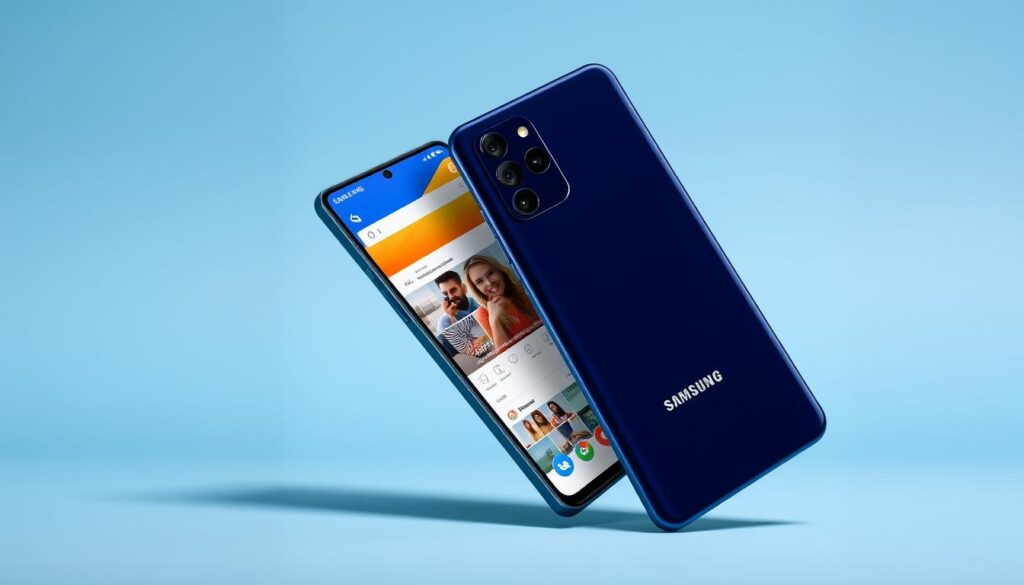 Samsung Galaxy A56 5G in blue color with its triple camera array - Best Samsung Smartphone Offer Prices 2025 India Samsung Galaxy A56 5G in blue color with its triple camera array - Best Samsung Smartphone Offer Prices 2025 India