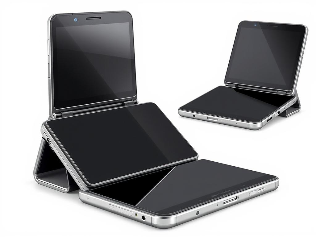 Samsung Galaxy Flip 7 design showing the device from multiple angles highlighting the new hinge design and larger cover screen Samsung Galaxy Flip 7 design showing the device from multiple angles highlighting the new hinge design and larger cover screen
