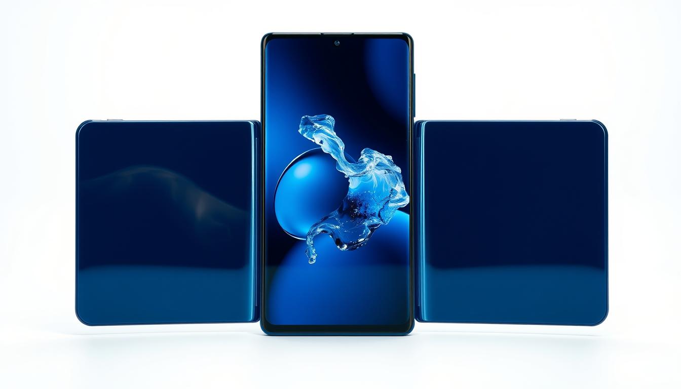 Samsung Galaxy Z Fold 7 in Blue Shadow color, unfolded to showcase the large inner display
