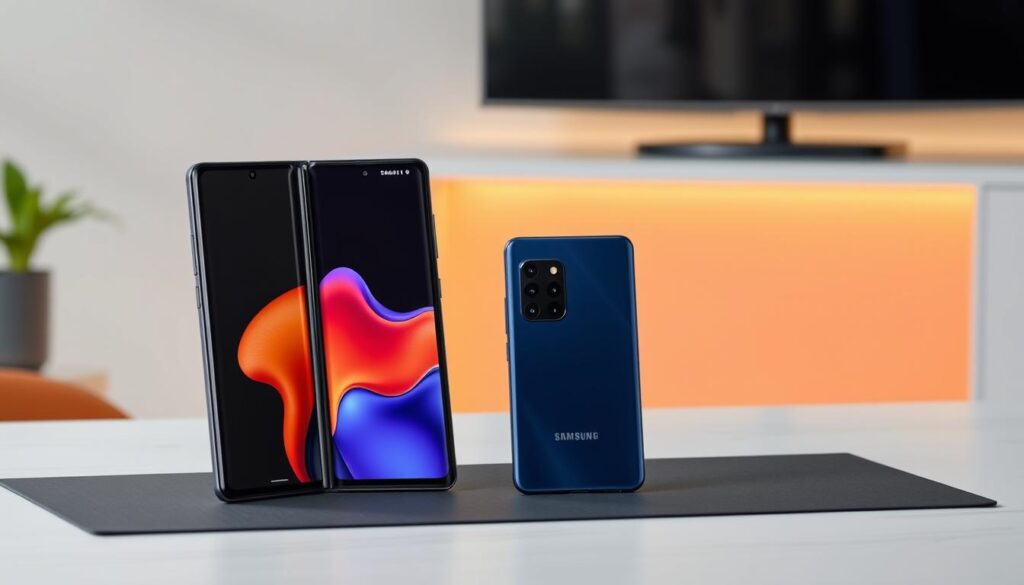 Samsung Galaxy Z Fold 7 next to Galaxy S25 Ultra for size comparison Samsung Galaxy Z Fold 7 next to Galaxy S25 Ultra for size comparison
