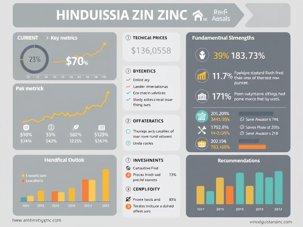 Summary infographic of Hindustan Zinc share price analysis with key takeaways and investment considerations