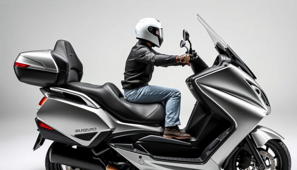 Suzuki Burgman 400 ergonomic seating and design Suzuki Burgman 400 ergonomic seating and design