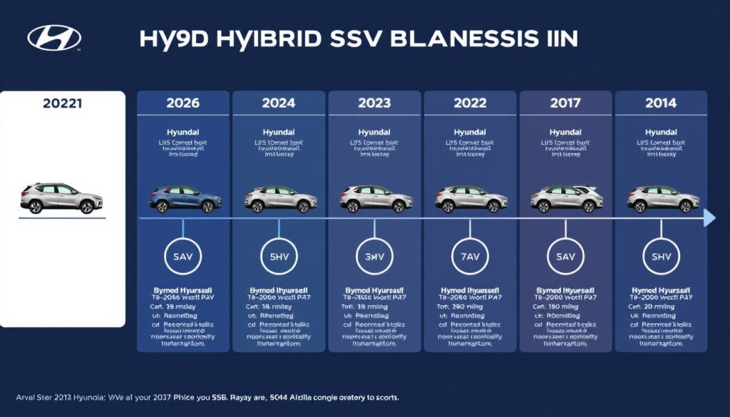 Timeline graphic showing expected launch dates for Hyundai Hybrid SUVs in India Timeline graphic showing expected launch dates for Hyundai Hybrid SUVs in India